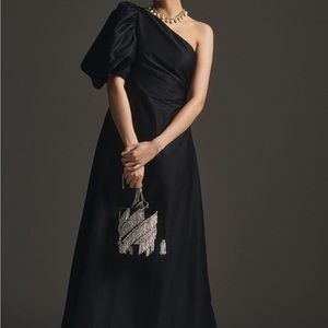 Aureta Studio One-Shoulder Puff-Sleeve Dress